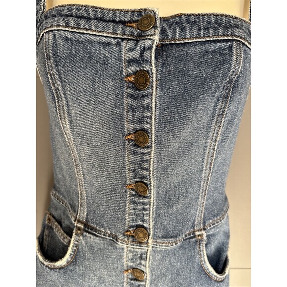Reformation Camille Size 0 Blue Distressed Denim Button Front Midi Dress - Picture 13 of 15
